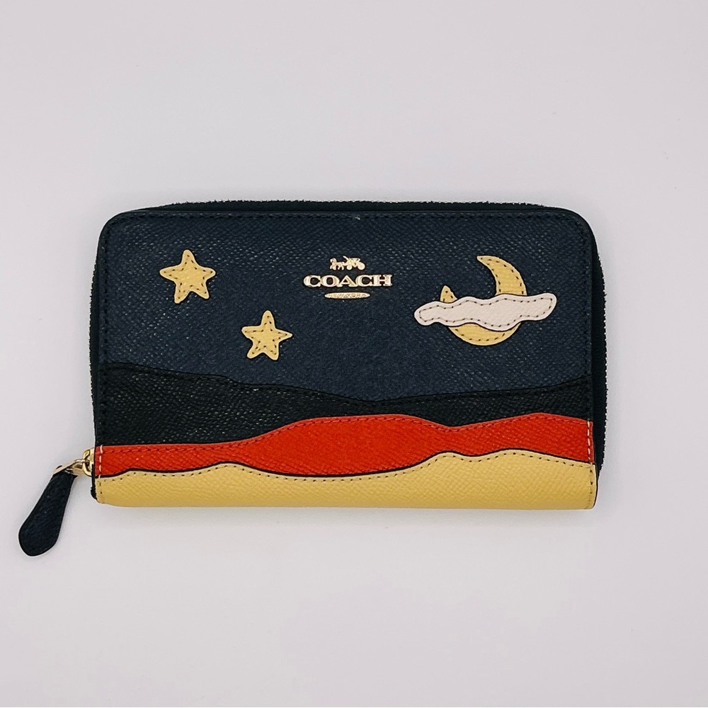 Coach Night Dessert Postcard C4533 Id Zip Wallet Midnight Blue